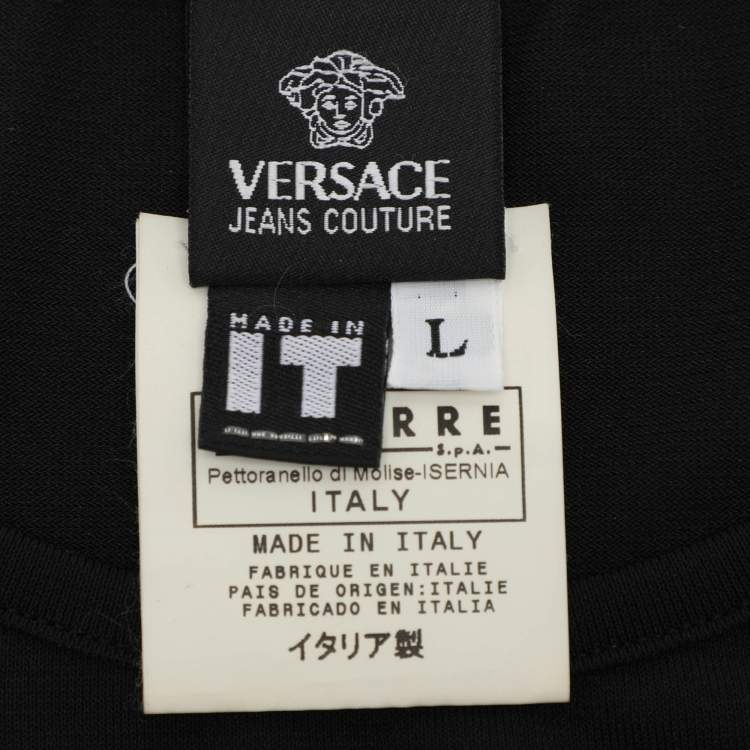 Pre Owned Versace Jeans Couture Vintage Black Logo Embroidered Jersey Sleeveless Top L
