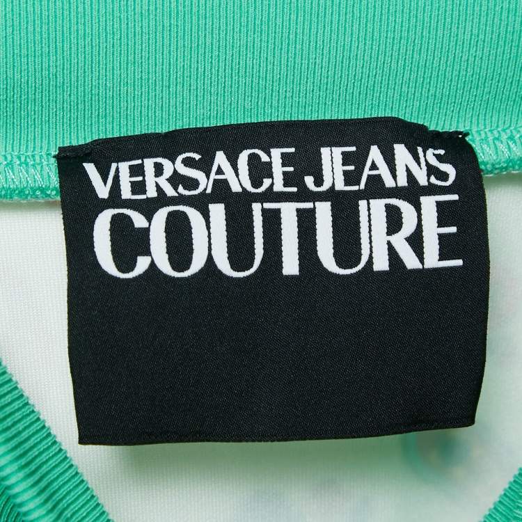 Pre Owned Versace Jeans Couture Green Paisley-Floral Print Jersey Sweatshirt M