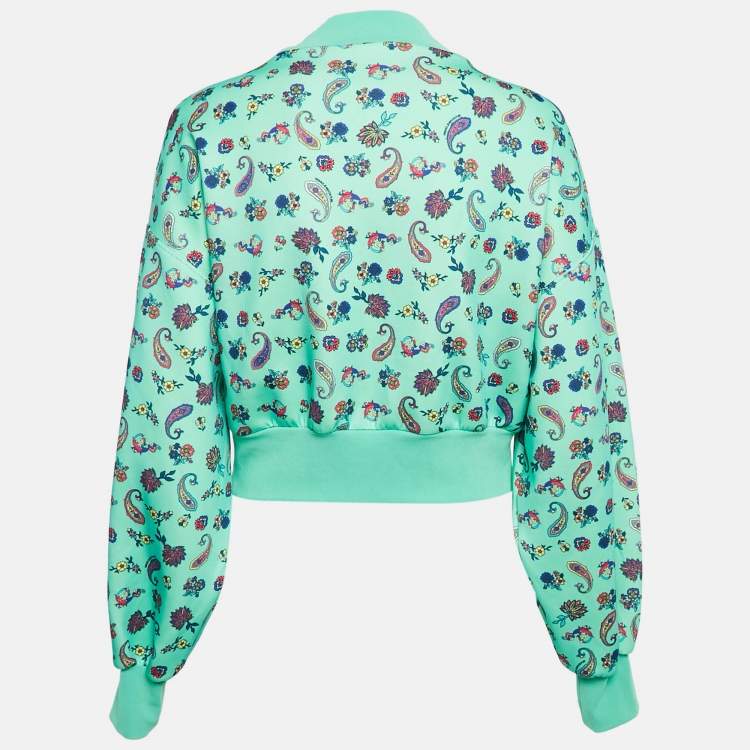 Pre Owned Versace Jeans Couture Green Paisley-Floral Print Jersey Sweatshirt M