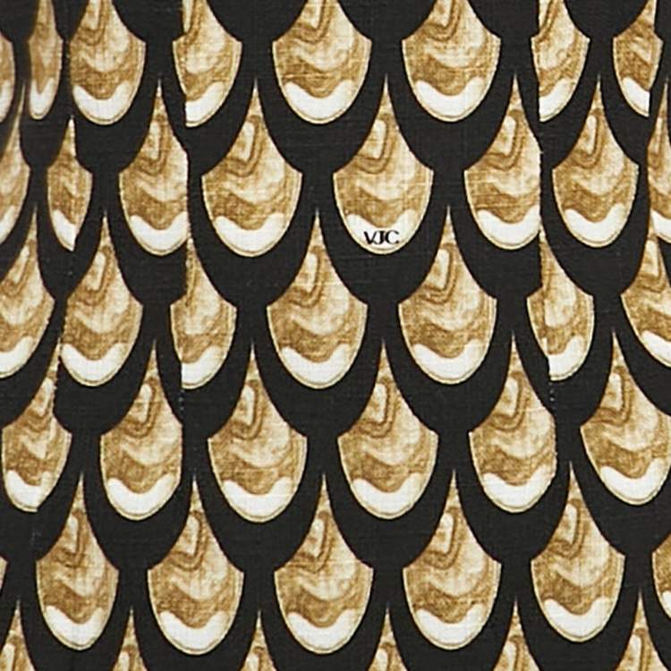 Pre Owned Versace Jeans Couture Black Printed Cotton Blend Sleeveless Mini Dress S
