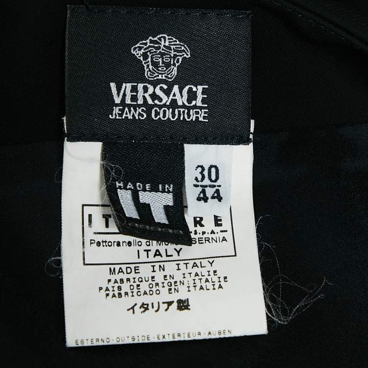 Pre Owned Versace Jeans Couture Black Crepe Pleated One-Shoulder Mini Dress M