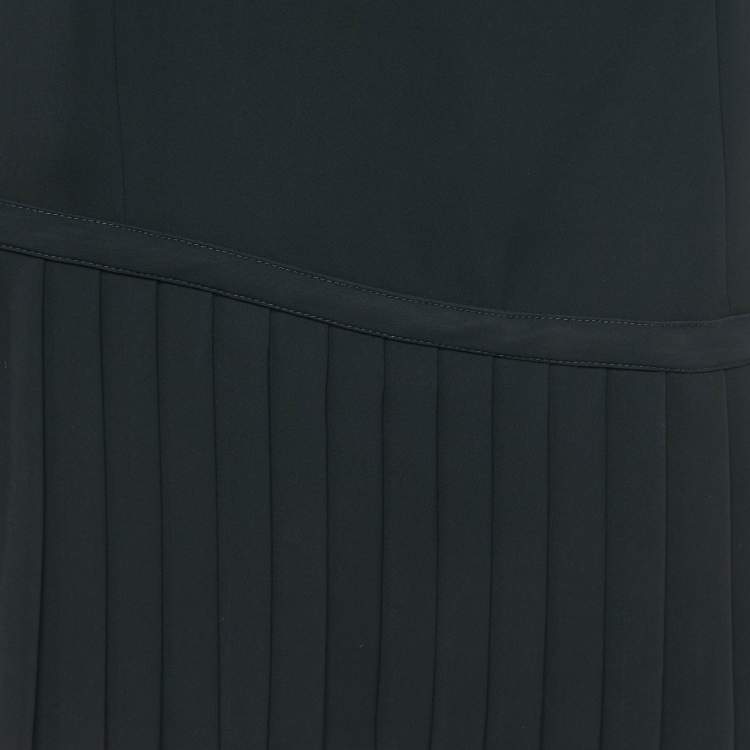 Pre Owned Versace Jeans Couture Black Crepe Pleated One-Shoulder Mini Dress M