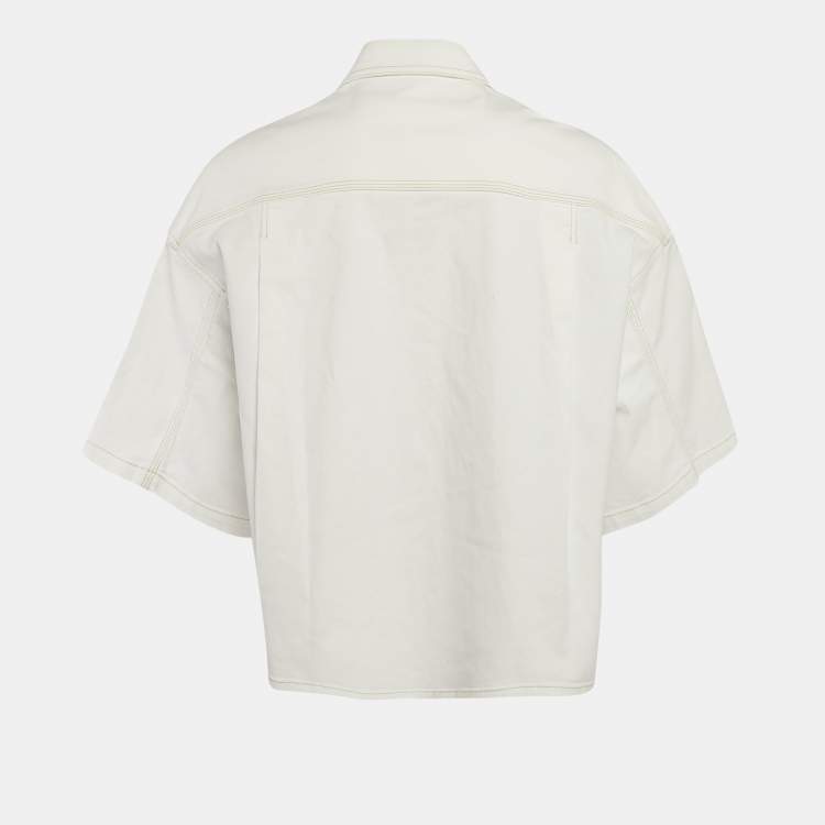 Pre Owned Versace Jeans Couture  White Denim Embellished Collar Crop Jacket M