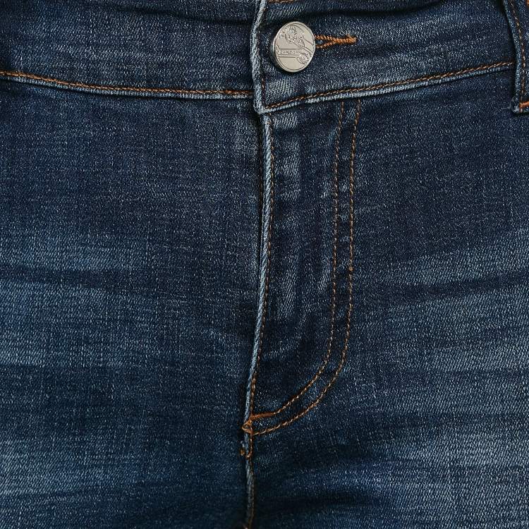 Pre Owned Versace Jeans Blue Denim Embellished Pocket Jeans M Waist 30"