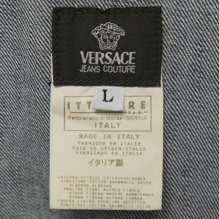 Pre Owned Versace Jeans Couture Blue Denim Zip-Up Jacket L