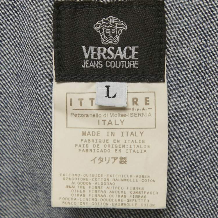 Pre Owned Versace Jeans Couture Blue Denim Zip-Up Jacket L