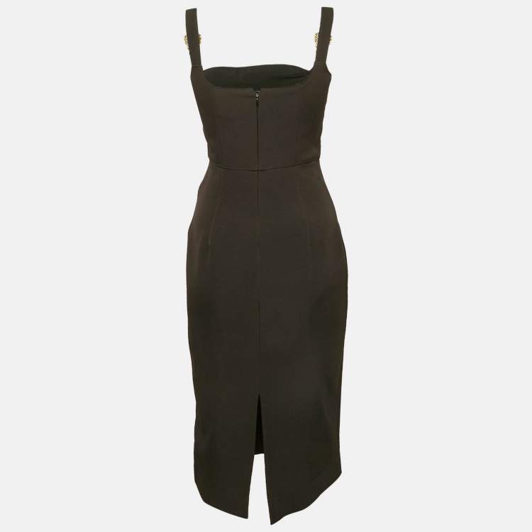 Pre Owned Versace Jeans Couture Black Crepe Buckle Detail Sleeveless Dress S