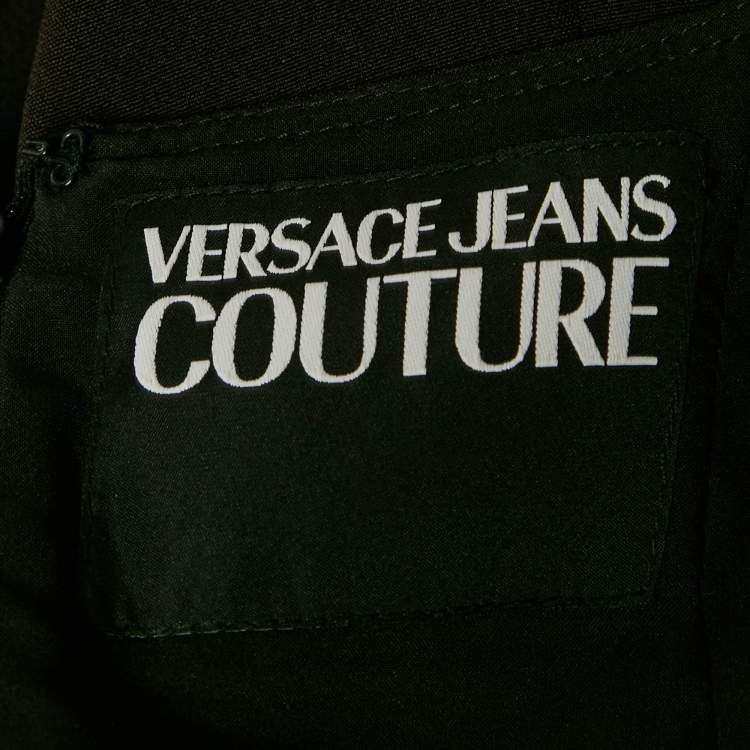 Pre Owned Versace Jeans Couture Black Crepe Buckle Detail Sleeveless Dress S
