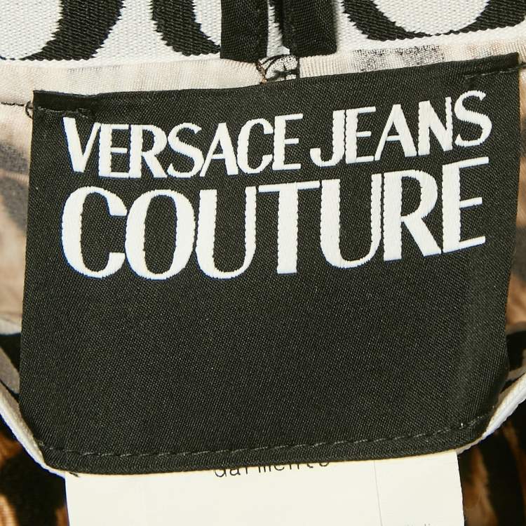 Pre Owned Versace Jeans Couture Brown Leopard Print Jersey Bermuda Shorts S