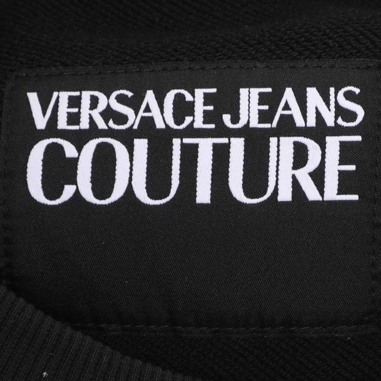 Pre Owned Versace Jeans Couture Black Knit Logo Print Sweatshirt M