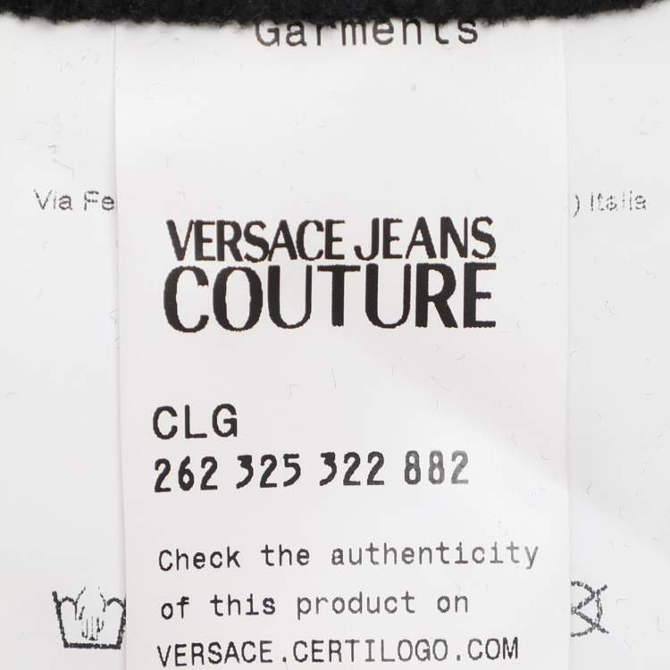 Pre Owned Versace Jeans Couture Black Knit Logo Print Sweatshirt M