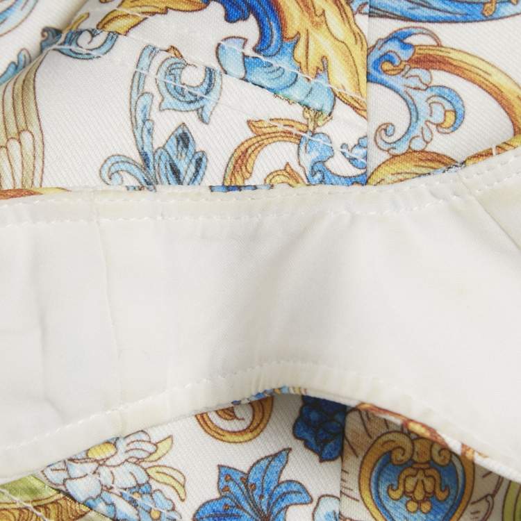 Pre Owned Versace Jeans Couture White Baroque Print Mini Sleeveless Dress S