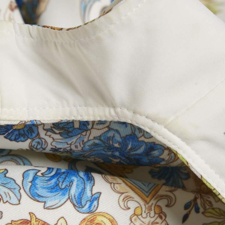Pre Owned Versace Jeans Couture White Baroque Print Mini Sleeveless Dress S