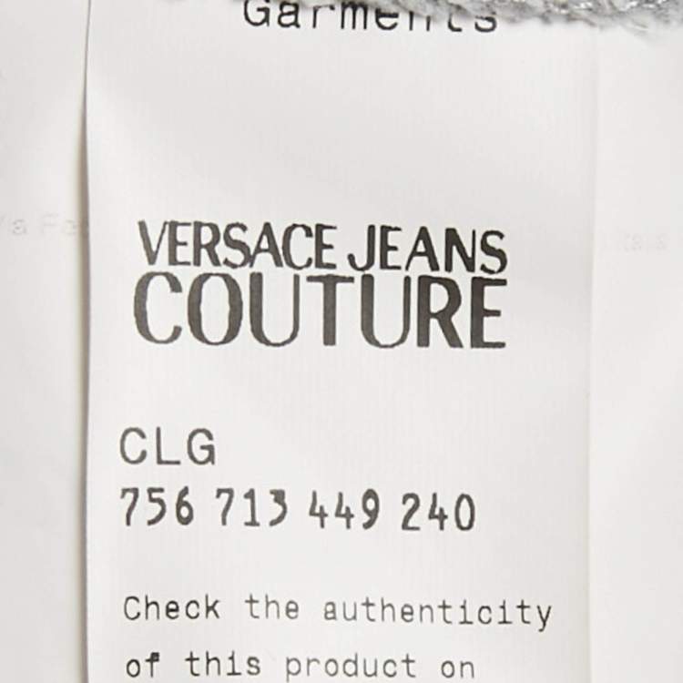 Pre Owned Versace Jeans Couture Grey Logo Applique Cotton Knit Sweatshirt L
