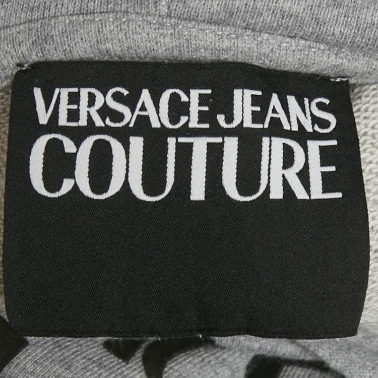 Pre Owned Versace Jeans Couture Grey Logo Applique Cotton Knit Sweatshirt L