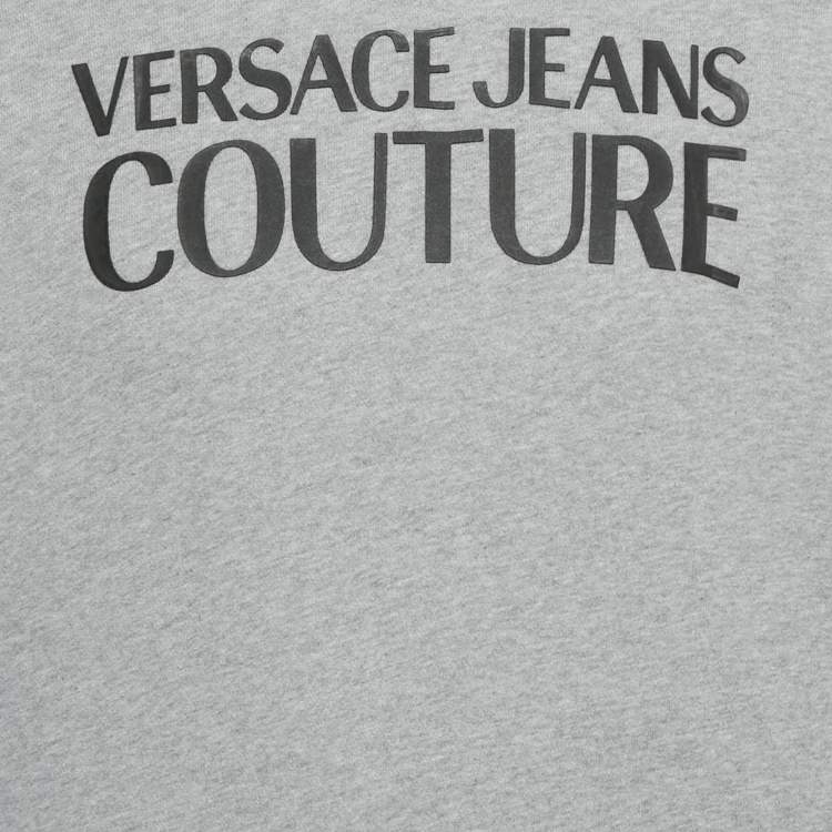 Pre Owned Versace Jeans Couture Grey Logo Applique Cotton Knit Sweatshirt L