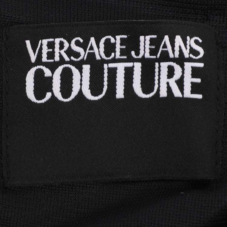 Pre Owned Versace Jeans Couture Black Crepe Baroque-Print Panelled Dress M
