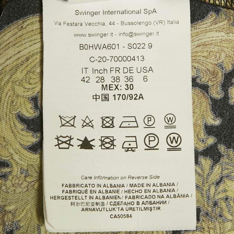 Pre Owned قميص فيرساتشي جينز كوتور متعدد الألوان بطبعة باروك فيسكوز بأكمام طويلة مقاس وسط