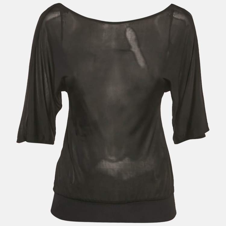 Pre Owned Versace Jeans Couture Black Jersey V-Neck Top S