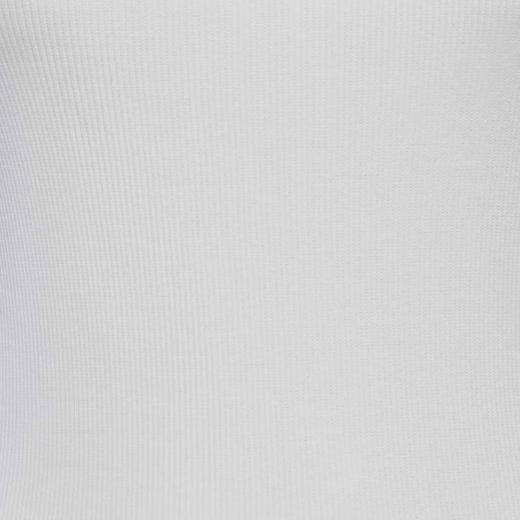 Pre Owned Versace Jeans Couture White Rib Knit Buckle Strap Midi Dress S