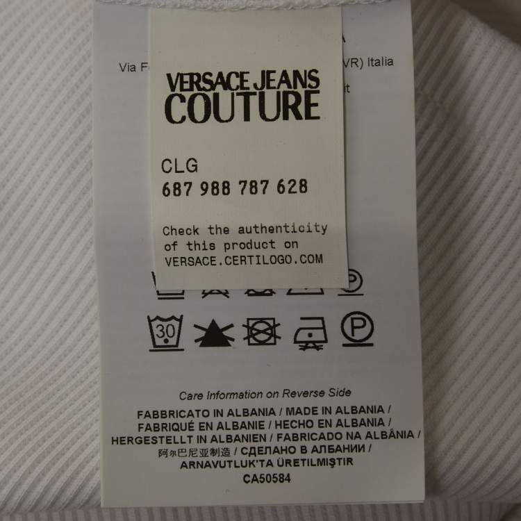 Pre Owned Versace Jeans Couture White Rib Knit Buckle Strap Midi Dress S