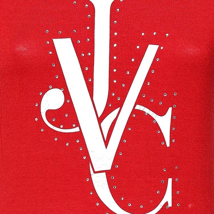 Pre Owned Versace Jeans Couture Red Cotton Knit Logo T-Shirt XL