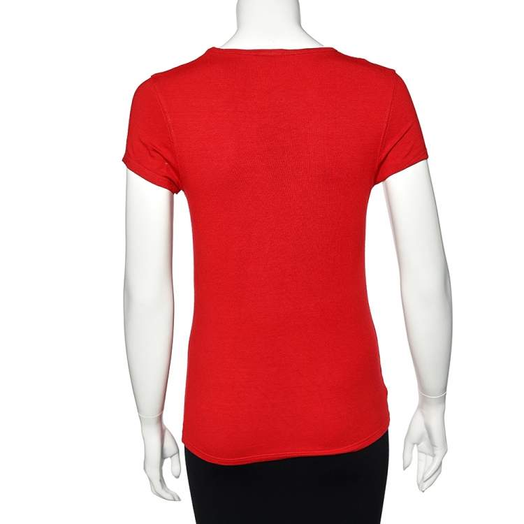 Pre Owned Versace Jeans Couture Red Cotton Knit Logo T-Shirt XL