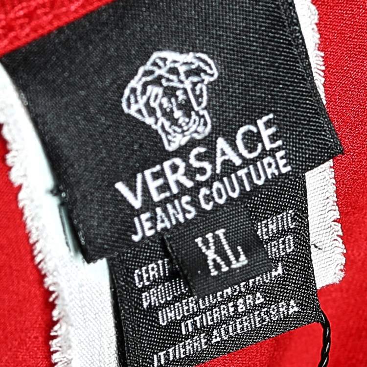 Pre Owned Versace Jeans Couture Red Cotton Knit Logo T-Shirt XL