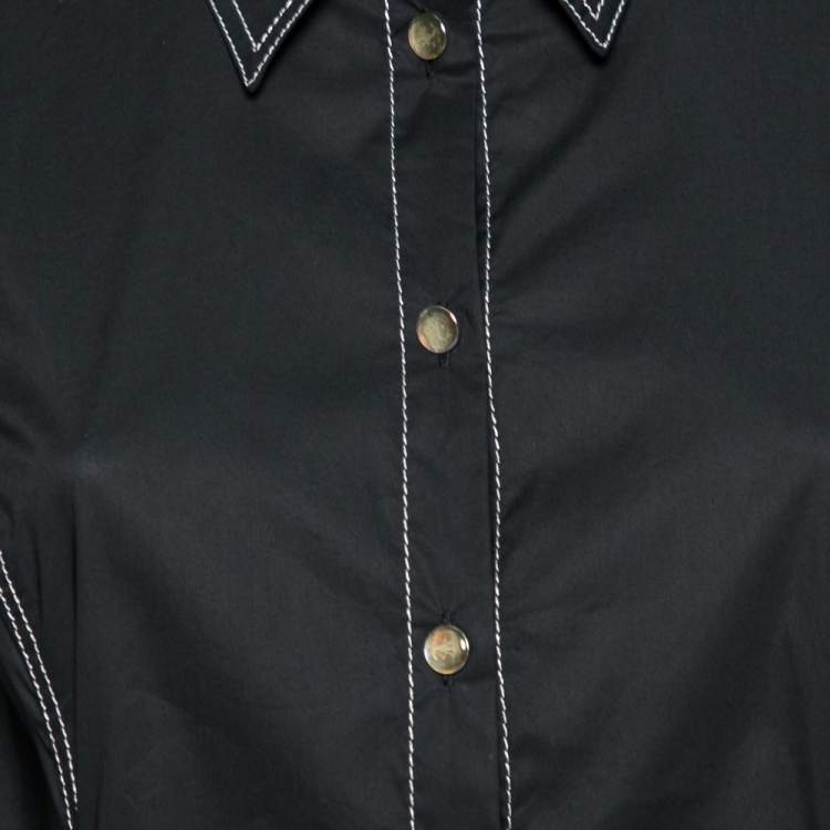 Pre Owned Versace Jeans Couture Black Cotton Sequin Embellished Shirt L