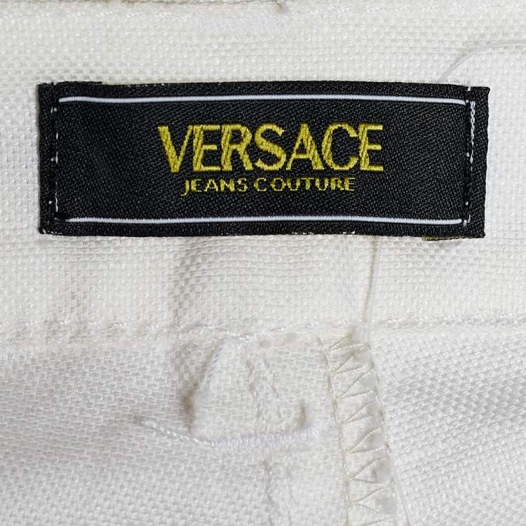 Pre Owned Versace Jeans Couture White Denim  Pocket Detail Jeans M/Waist 30"