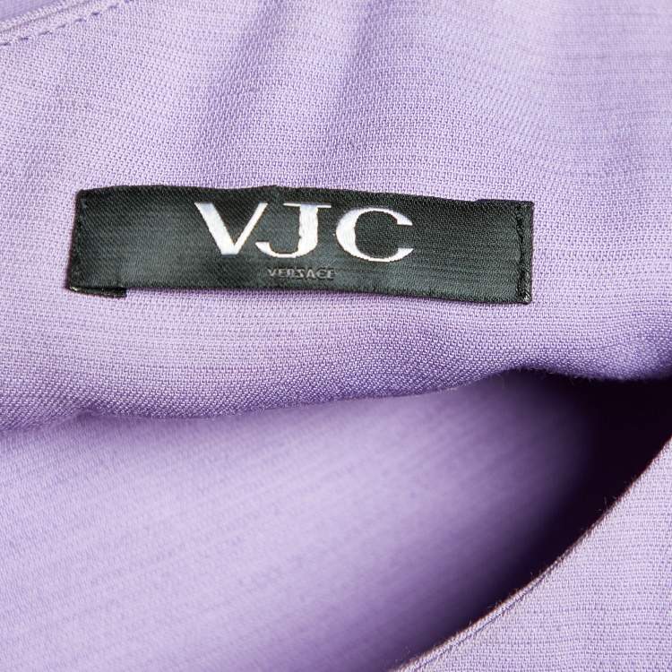 Pre Owned Versace Jeans Couture Purple Crepe Studded Sleeveless Dress M