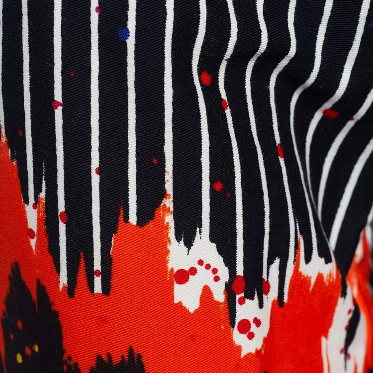 Pre Owned Versace Jeans Couture Black Striped Denim Graffiti Print Jeans L