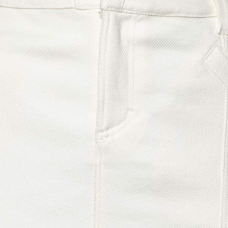 Pre Owned Versace Jeans Couture White Denim Knee Length Skirt M