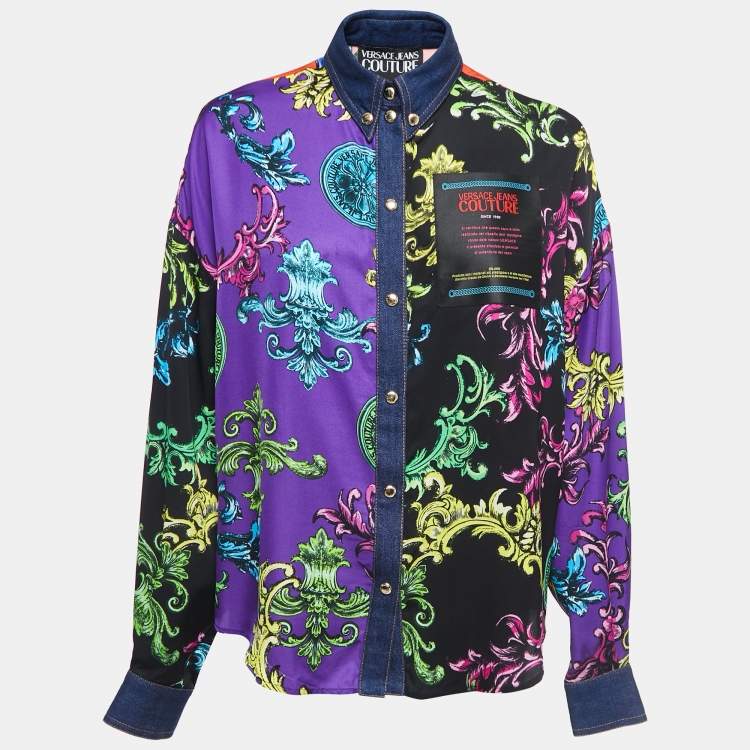 Pre Owned Versace Jeans Couture Multicolor Baroque Printed Viscose Shirt M