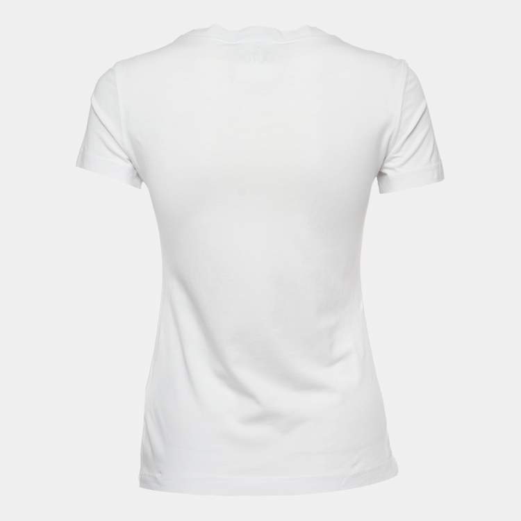 Pre Owned Versace Jeans Couture White Logo Print Cotton Short Sleeve T-Shirt S