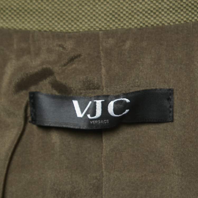 Pre Owned Versace Jeans Couture Military Green Cotton Biker Jacket S