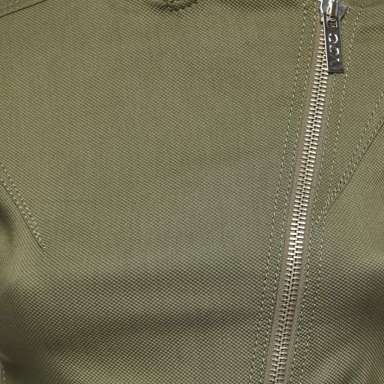 Pre Owned Versace Jeans Couture Military Green Cotton Biker Jacket S