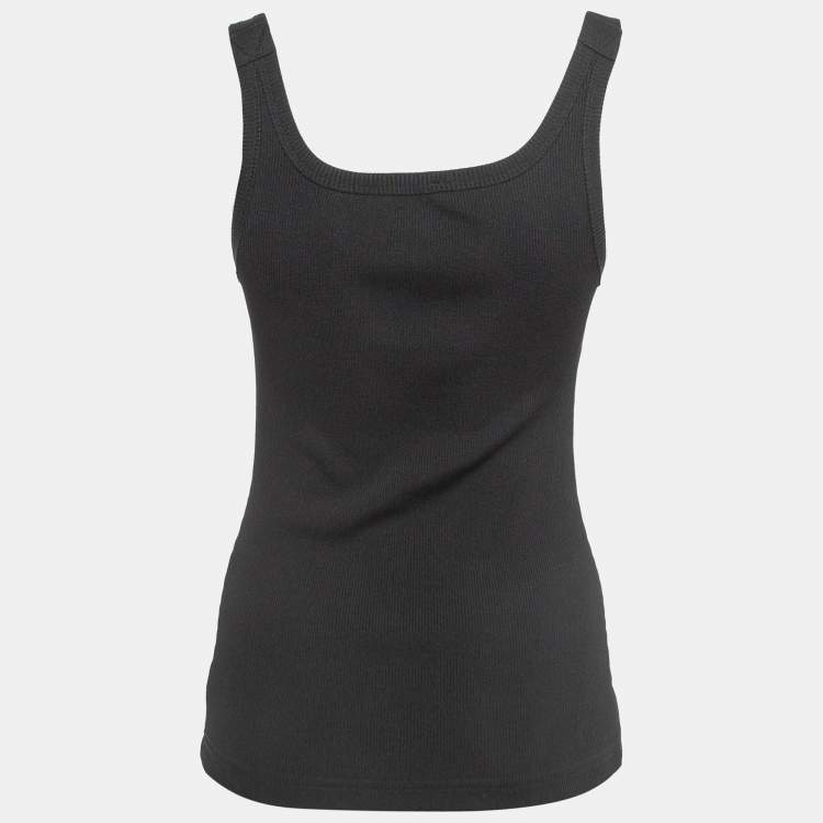 Pre Owned Versace Jeans Couture Black Rib Knit Buckle Detail Tank Top S