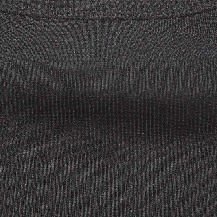 Pre Owned Versace Jeans Couture Black Rib Knit Buckle Detail Tank Top S
