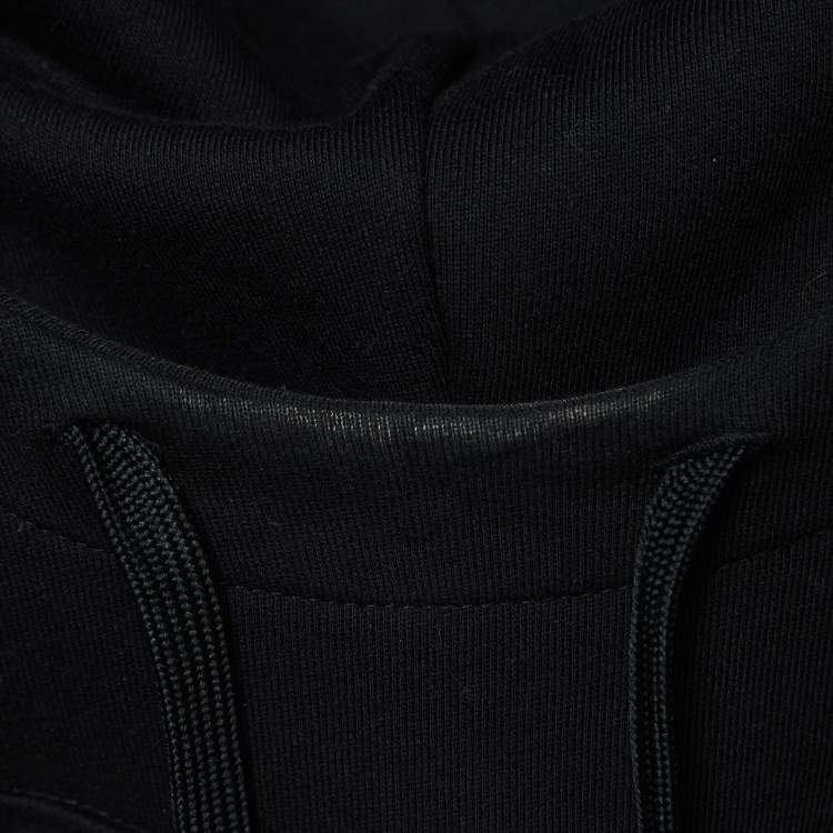 Pre Owned Versace Jeans Couture Black Logo Print Cotton Cold Shoulder Hooded Sweatshirt S