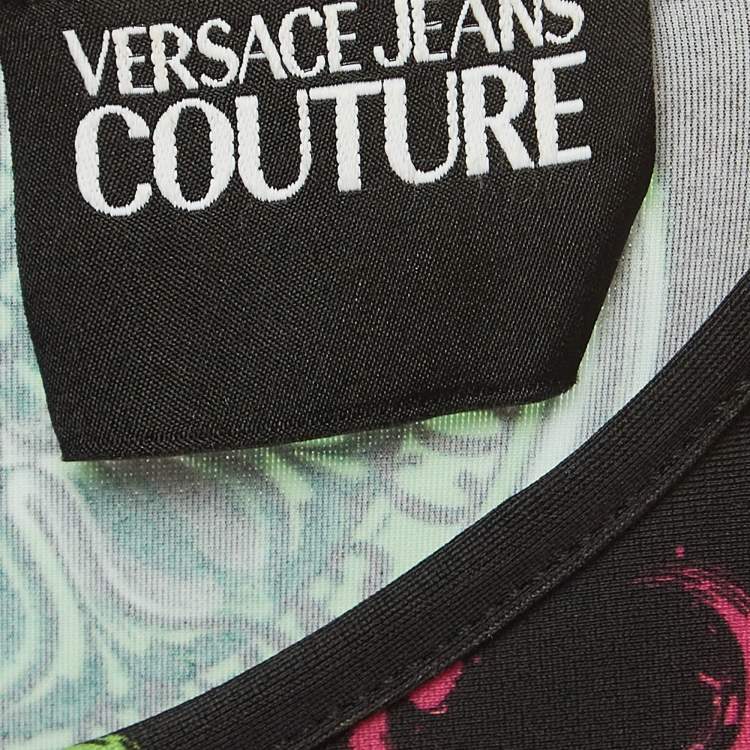 Pre Owned Versace Jeans Couture Black Baroque Printed Bodysuit M