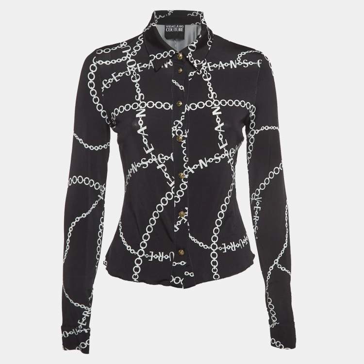 Pre Owned Versace Jeans Couture Black Chain Print Jersey Shirt S