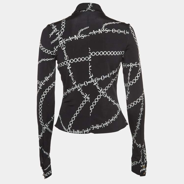 Pre Owned Versace Jeans Couture Black Chain Print Jersey Shirt S