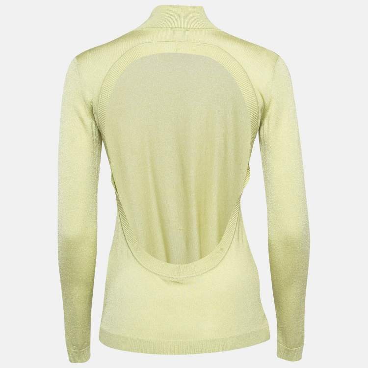 Pre Owned Versace Jeans Couture Lime Green Knit Back Open Sweatshirt XS