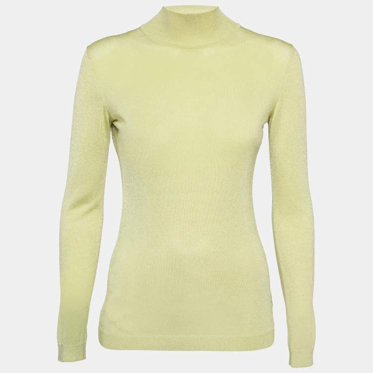 Pre Owned Versace Jeans Couture Lime Green Knit Back Open Sweatshirt XS