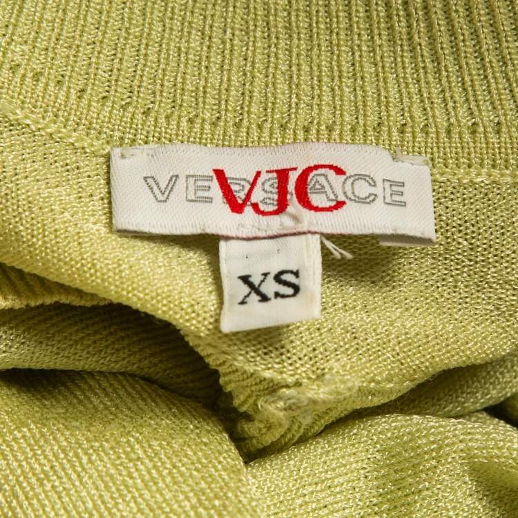 Pre Owned Versace Jeans Couture Lime Green Knit Back Open Sweatshirt XS