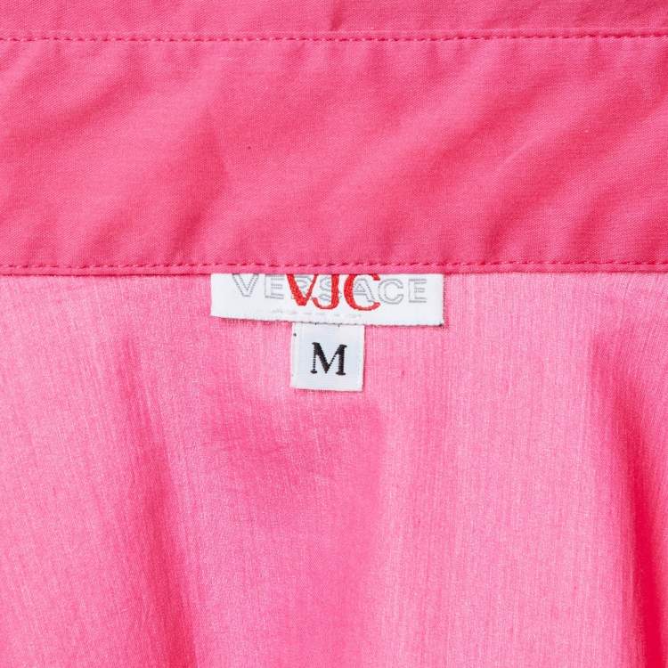Pre Owned Versace Jeans Couture Pink Cotton Logo Detail Shirt M