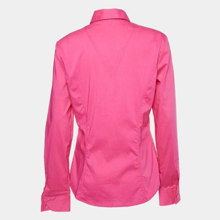 Pre Owned Versace Jeans Couture Pink Cotton Logo Detail Shirt M