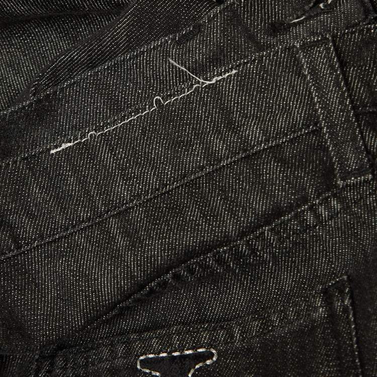 Pre Owned Versace Jeans Couture Black Embroidered Denim Jeans M Waist 30"