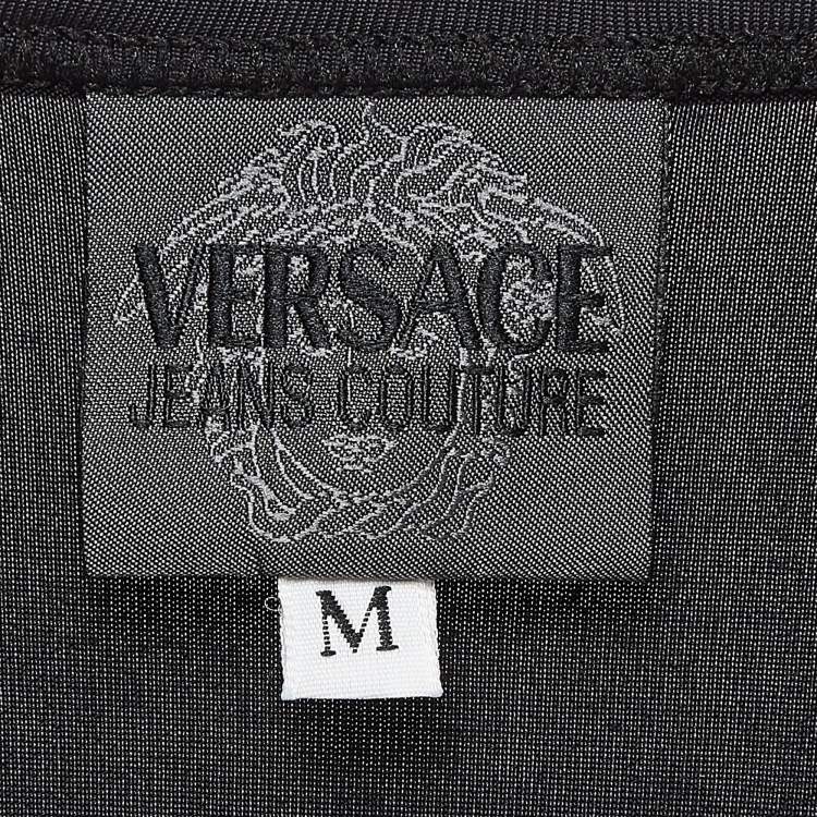 Pre Owned Versace Jeans Couture Black Printed Jersey Top M